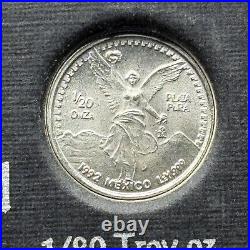 1992 Mexico Libertad Plata Pura. 999 Fine Silver 5-Coin Fractional Set OGP