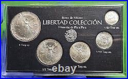 1992 Mexico Libertad Uncirculated Coin Mint Set 1/20 to 1 Oz. 999 Silver