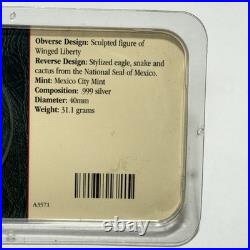 1993 Mexican Libertad 1 Onza. 999 Silver Littleton Coin Co. Holder Showpak Toned
