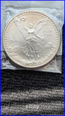 1993 Mexico Libertad 1 OZ Silver Coin. 999 ONZA Littleton Plastic Holder