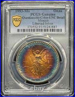 1993 Mo Libertad PCGS UNC Detail (Questionable Color) Rainbow Toning