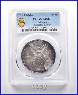 1993 Mo Mexico 1 Onza Silver Libertad MS67 PCGS Beautiful Tone 8443