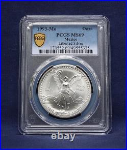 1993-mo Mexico Libertad 1 Oz. Silver Onza Pcgs Ms69