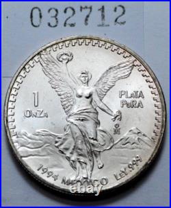 1994 1 oz 999 SILVER Ley Mexican Libertad 1 Onza, Pura Plata Rare Key Date Coin