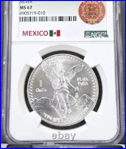 1994 Mexico Silver 1 Onza Libertad Ngc Ms 67 Rare Gem Bu Coin 1 Oz