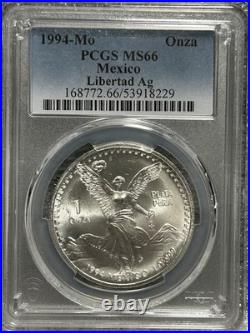 1994-Mo Mexico Silver Libertad Ag Onza PCGS MS66 SPECIAL COIN 1994-Mo Mexico Silver Libertad Ag Onza PCGS MS66 SPECIAL COIN