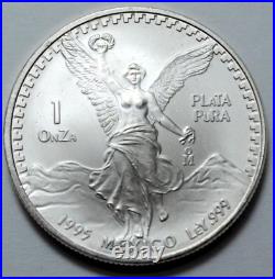 1995 1 Oz 999 SILVER MEXICO Libertad Pura Plata Coin Limited Mint Round UNC