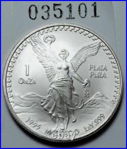1995 1 Oz 999 SILVER MEXICO Libertad Pura Plata Coin Limited Mint Round UNC