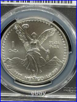 1995 Mexico 1 Onza Silver Libertad Pcgs Ms69 Beautiful White Top Pop Coin