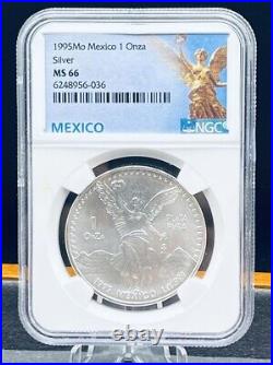 1995-Mo MEXICAN LIBERTAD NGC MS66 1 Oz Silver Coin? (Lot L)