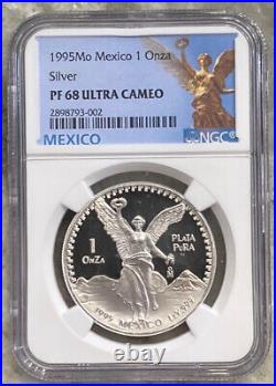 1995 Mo MEXICO 1 oz Silver Proof Libertad Un Onza NGC PF68 UCAM Low Mintage 2000