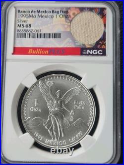 1995-Mo (MS68) Mexico 1oz Silver Libertad Onza NGC withBAG FRAGMENT