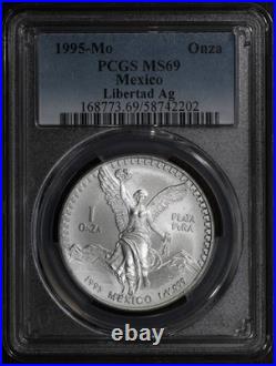 1995-Mo (MS69) 1 oz Mexico Silver Libertad Onza PCGS Near Flawless