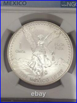 1995 Mo Mexico 1 Onza. 999 Fine Silver Libertad, Graded MS69 by NGC