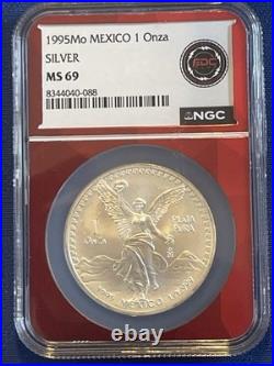 1995Mo Mexico 1 Onza Silver MS69 NGC Red Holder Have Only Increased In Value