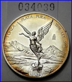 1996 UNC 1 Oz 999 SILVER MEXICO Libertad Pura Plata Coin Limited Mint Rare Round