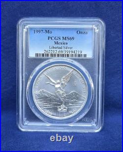 1997 Mexico Libertad 1 Oz. Silver Pcgs Ms69