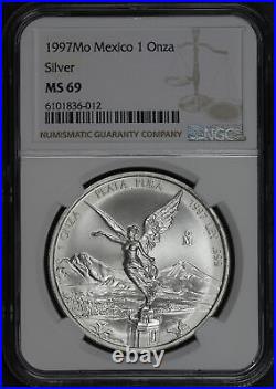 1997-Mo Mexico Silver Libertad 1 Onza NGC MS-69