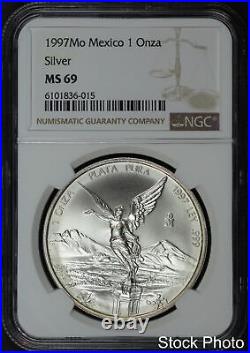 1997-Mo Mexico Silver Libertad 1 Onza NGC MS-69