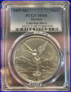 1997 Mo PCGS MS68 MEXICO 1 oz Silver Libertad Onza Rare Key Date Free S&H