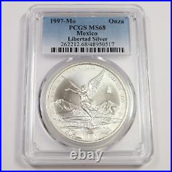 1997 Mo PCGS MS68 Milk Spots MEXICO 1 oz Silver Libertad Onza #49585A