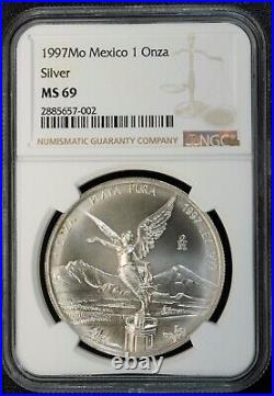 1997 Silver Mexico Libertad 1 Onza NGC MS69.999 Silver 1 oz Coin