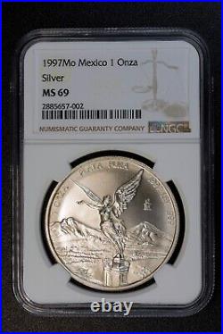 1997 Silver Mexico Libertad 1 Onza NGC MS69.999 Silver 1 oz Coin