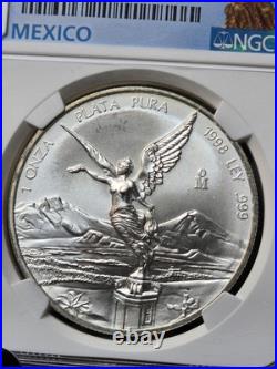 1998 Mexico 1 Oz Silver Libertad NGC MS 68? KEY DATE? Low Mintage 1998 Mexico 1 Oz Silver Libertad NGC MS 68? KEY DATE? Low Mintage