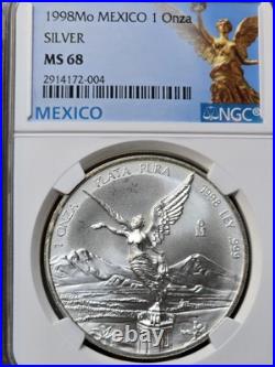 1998 Mexico 1 Oz Silver Libertad NGC MS 68? KEY DATE? Low Mintage 1998 Mexico 1 Oz Silver Libertad NGC MS 68? KEY DATE? Low Mintage