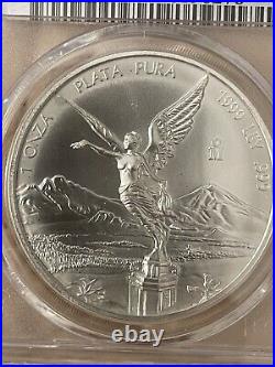 1999 Mexico 1 Oz. Silver Libertad Onza Coin PCGS MS69 2nd lowest mintage of set