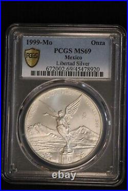 1999-Mo Mexico 1 oz Silver Libertad MS69 PCGS TOP POP! ONLY 1 HIGHER