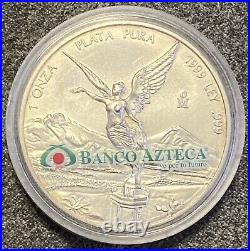 1999 UNC 1 Oz 999 SILVER MEXICO Libertad Pura Plata Coin Limited Mint Rare Round