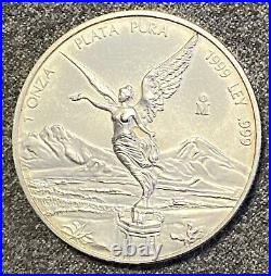 1999 UNC 1 Oz 999 SILVER MEXICO Libertad Pura Plata Coin Limited Mint Rare Round