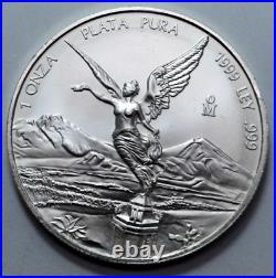 1999 UNC 1 oz 999 SILVER Ley Mexican Libertad 1 Onza Pura Plata Coin Rare