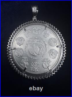 1oz 999 Libertad Centenario Coin with 925 Sterling Silver Bezel CZ Stone Pendant
