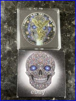 1oz Silver Diamond Skull Aura Colorized Libertad Ltd 500 Mintage