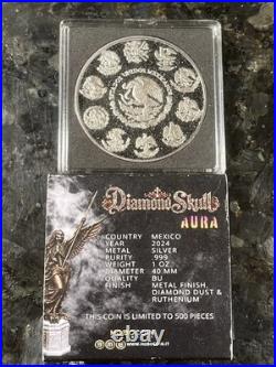 1oz Silver Diamond Skull Aura Colorized Libertad Ltd 500 Mintage