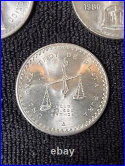 1x1980 2x1979 Mexican 1 Troy OZ Silver Screw Press and Scales Coins