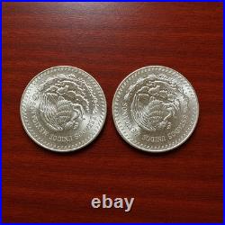 2-Pack 1985 Mexico Silver Onza 1 Oz. 999 Fine Silver Coins Free Shipping