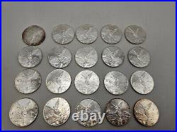 (20) 2009 Mexican Libertad 1 oz. 999 Fine Silver UNC Coins, OPEN ROLL