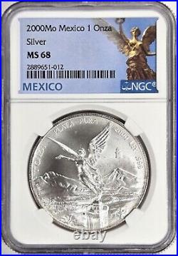 2000 Mexico Libertad 1 Oz. Silver Coin NGC MS68