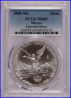 2000-Mo Mexico Livertad Silver 1 Onza PCGS MS 69