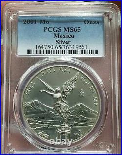 2001 MEXICAN LIBERTAD PCGS MS65 1 Oz Silver Coin