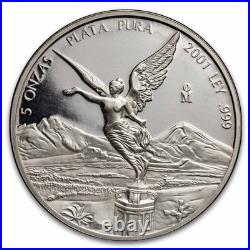 2001 Mexican 5 oz Silver Libertad Proof (In Capsule) 2001 Mexican 5 oz Silver Libertad Proof (In Capsule)