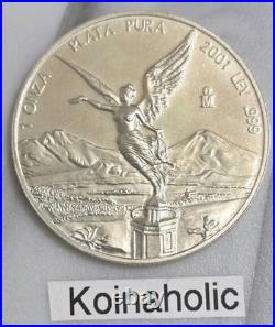 2001 Mexico Libertad 1 Ounce. 999 Fine Silver Better Back Date Hard To Find