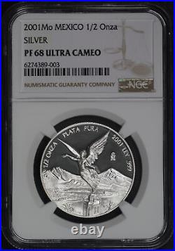 2001-Mo Mexico Silver Libertad 1/2 Onza NGC PF-68 Ultra Cameo