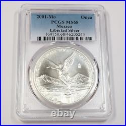 2001 Mo PCGS MS68 MEXICO 1 oz Silver Libertad Un Onza Coin #42726A
