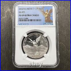 2002 Libertad Proof Mexico 1/2 ONZA Oz. 999 Silver NGC PF 69 Ultra Cameo