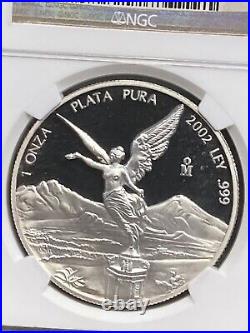 2002 Mo Mexico 1 Oz Silver Libertad, NGC PF69 UCAM Low Mintage Proof Onza