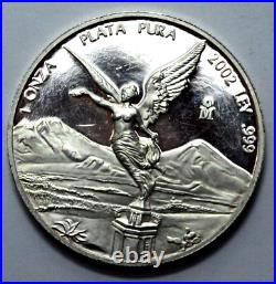 2002 Proof 1 Oz 999 SILVER MEXICO Libertad Pura Plata Coin Rare Low Limited Mint